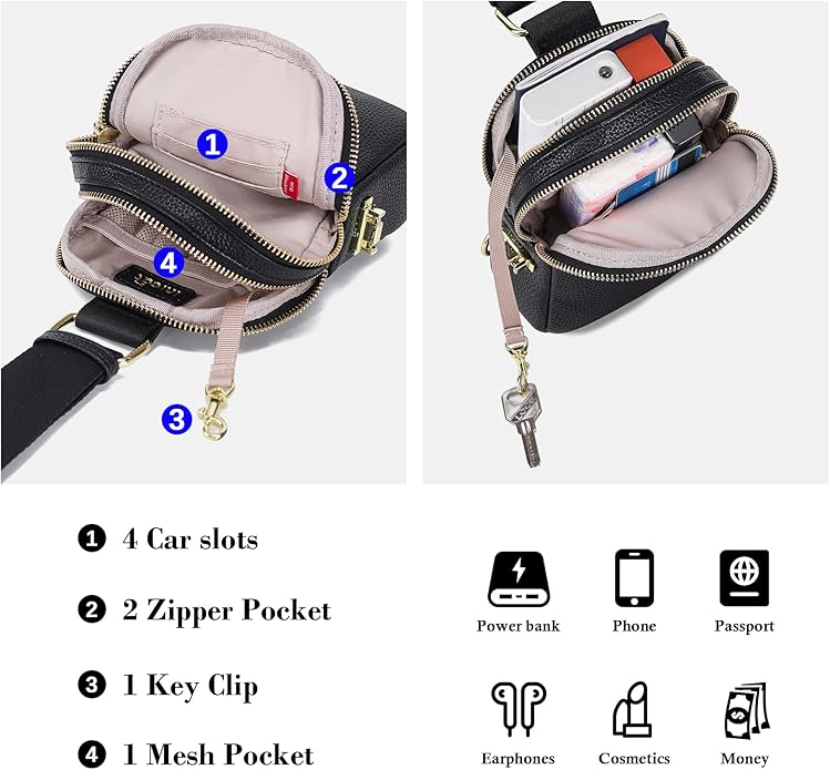 INICAT Travel Small Crossbody Sling Bags Women Cross Body Purses Passport Holder Vegan Leather Fanny Packs Birthday Gifts