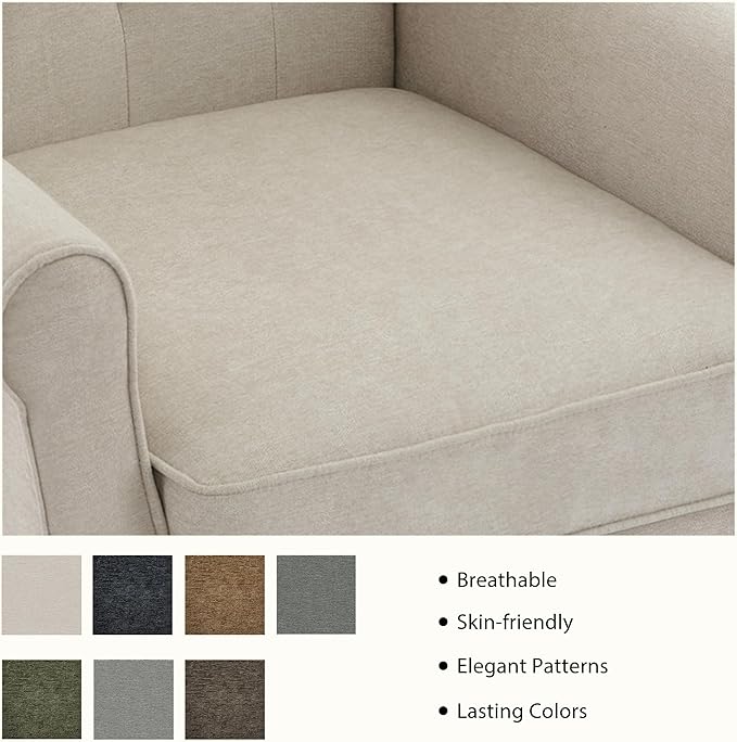 Lumibee High Back Accent Chair,Upholstered Wingback Armchair with Solid Wood Legs for Small Spaces,Comfy Single Sofa Chair for Living Room,Bedroom,Office-Beige