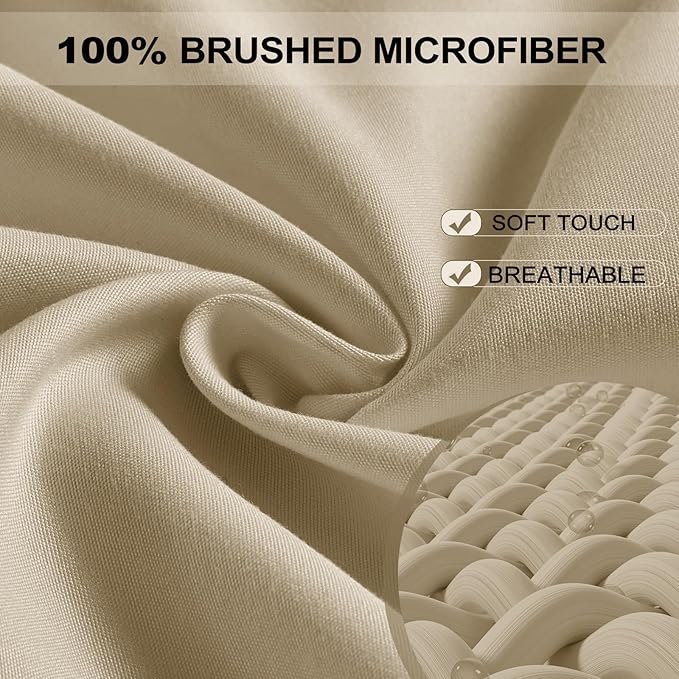 FreshCulture King Fitted Sheet Only - Hotel Quality Ultra Soft & Breathable Brushed Microfiber Fitted Sheet with 21 Inch Deep Pockets - Fits King Size Bed (Beige)