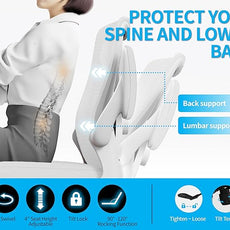 White Office Chair for Big and Tall People - 400lbs Wide Seat Computer Desk Chair Gaming Ergonomic High Back Cushion Lumbar Support with Comfy Mesh Swivel Rolling Home Task Chair