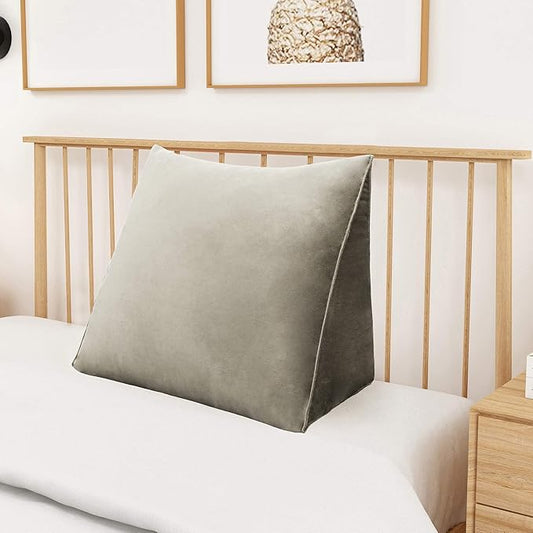 Wedge Headboard Pillow Dorm Room Reading Pillow Back Support for Sitting Up in Bed Bolster Lumbar Cushion Body Positioning Bedrest (Light Tan, 24x8x20 in)