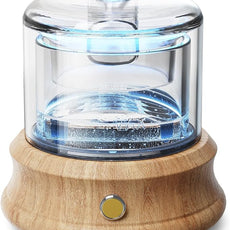 Glass Essential Oil Diffuser, 80ML Small Glass Reservoir Natural Wood Base Ultrasonic Cool Mist Aroma Diffusers with USB-Cord Auto-Off 7 Color Light for Home Office Bedroom