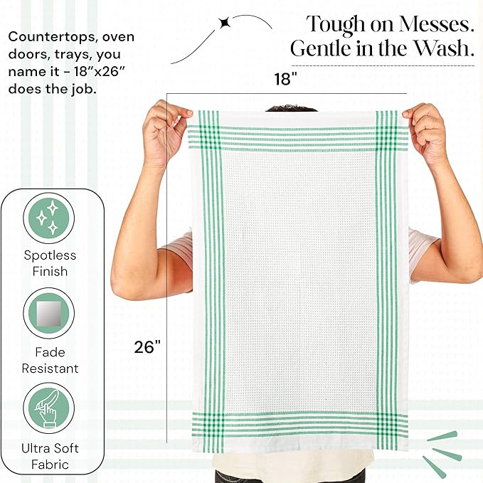 Multicolor Kitchen Towels 3 Pack, 16x26 Inch, Waffle Weave, Quick Dry, Absorbent, Durable Dish Towels for Drying, Cleaning, Cooking, Daily Kitchen Use, Indigo Blue, Red, Dark Green
