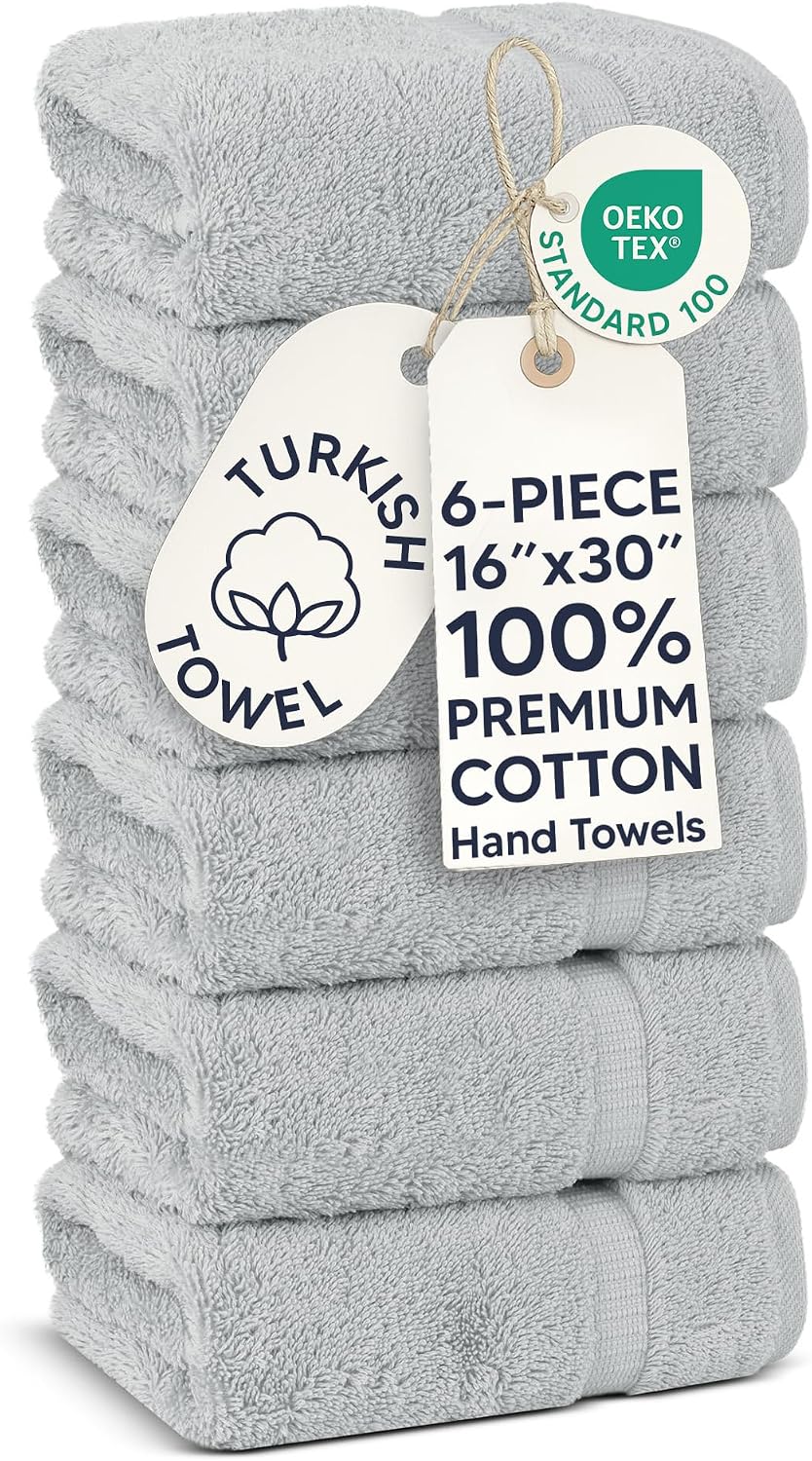 Chakir Turkish Linens 4 Piece Bath Towel Set, 100% Cotton Luxury Turkish Towels for Bathroom, Soft Absorbent Bath Towels, 27 x 54 Inches, Gray