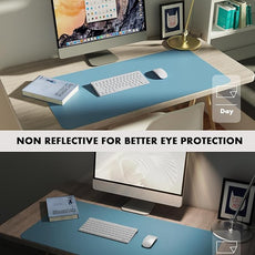 YSAGi Double-Sided Desk Pad, Leather Desk Mat, Eco Cork Desk Pad Protector, Large Mouse Pad for Desk, Waterproof Desk Blotter Pad, Desk Writing Pad for Office Work/Home(23.6