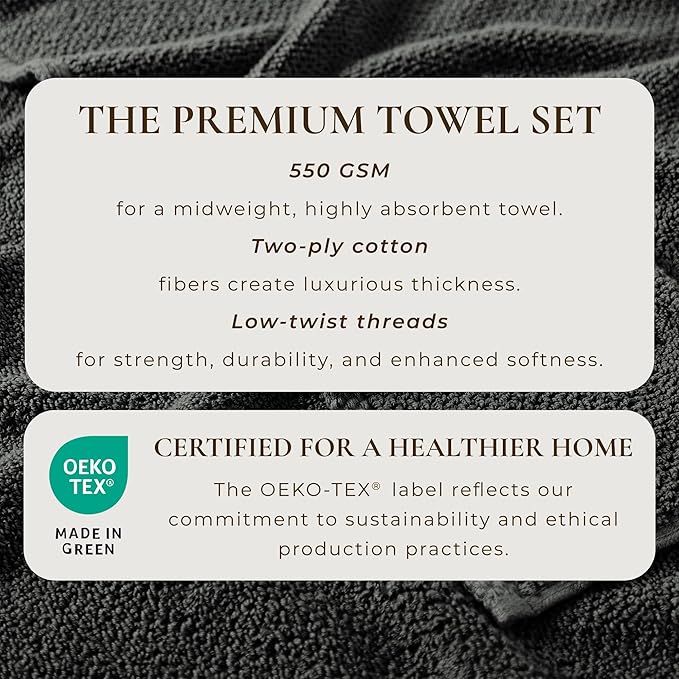 Great Bay Home 100% Cotton 12-Pack 13x13 Wash Cloth - Absorbent, Quick-Drying, Durable Face Towels for Bathroom Decor - Low-Twist, Two-Ply Fibers (Midnight)