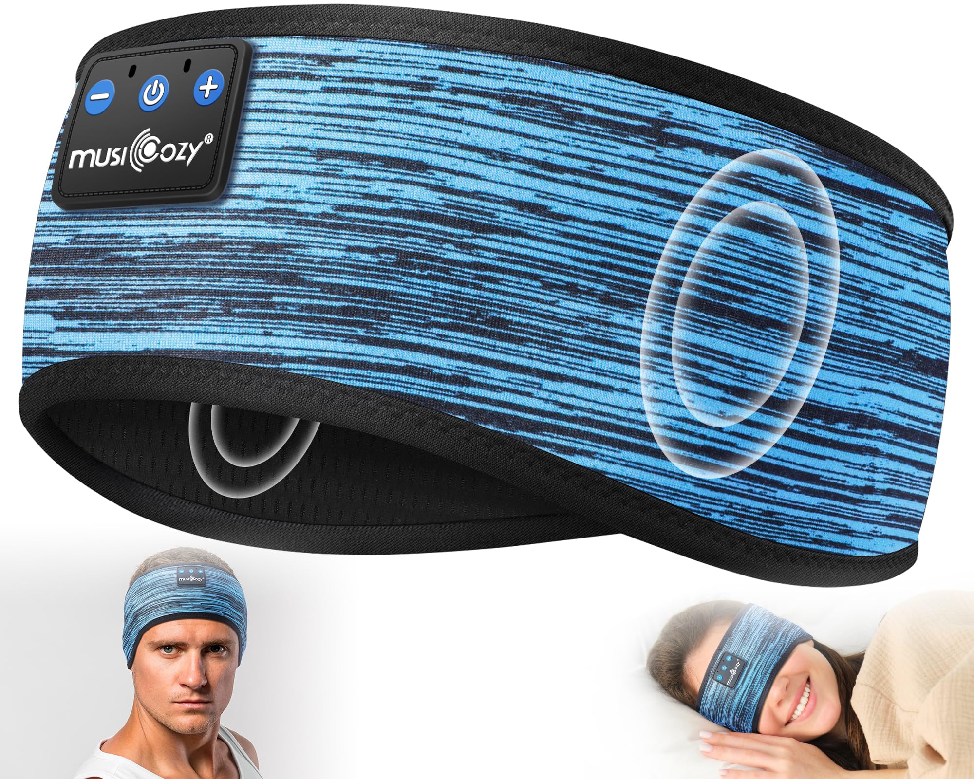 MUSICOZY Sleep Headphones Bluetooth 5.4 Headband, Sports Wireless Earphones Sweat Resistant Earbuds Sleeping Headphone with Ultra-Thin HD Stereo Speaker for Workout Running Cool Gadgets Unique Gifts Dormly
