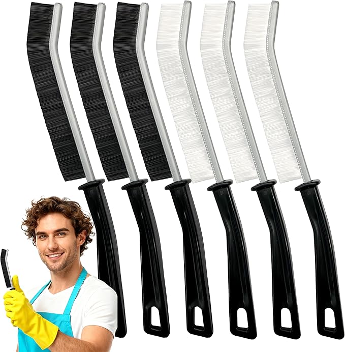 Crevice Cleaning Brush, Hard-Bristled Gap Scrub Brush, Toilet Gap Cleaning Brush Tool, for Scrub Small Spaces, Kitchen, Bathroom, Corner, Grout, Sink, Window Tracks, Hinges, 6pcs