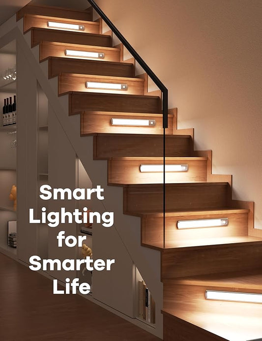 Joyzy 2 Pack Rechargeable Under Cabinet Lighting Battery Operated Closet Light,92 LED Motion Sensor Indoor, Dimmable Kicthen Counter Lights, Wireless Sink Lighting Lamp Shelf Stove Hallway