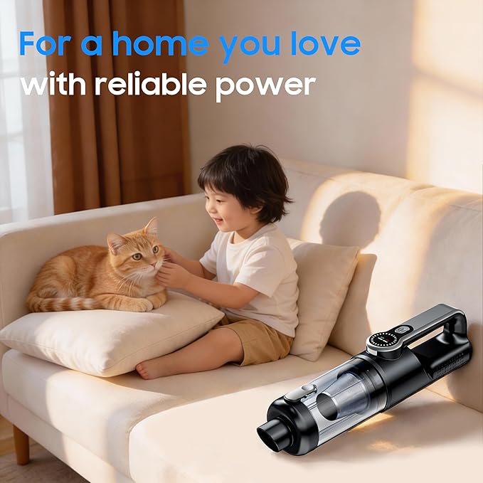Cordless Handheld Vacuum for Car and Home, 18000Pa Strong Suction, 35 Mins Runtime with Multiple Nozzles & LED Light, Portable Cleaner for Pet Hair and Car Seats