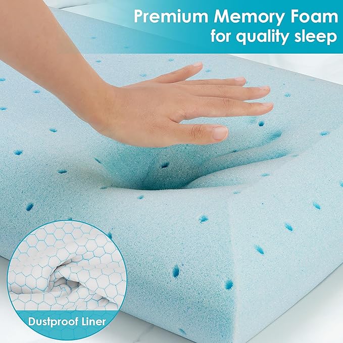 Memory Foam Pillows for Side, Back and Stomach Sleepers, Set of 2, Bed Pillow with Washable Cover and Breathable Mesh, Bed Pillow for Sleeping (Blue，King Size)