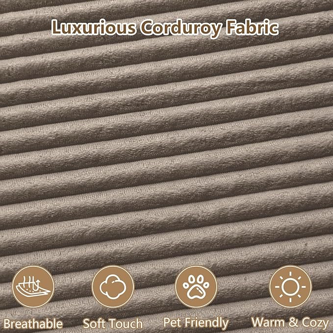 96" Modular Sectional Couch, Boneless L Shaped Cloud Sofa with Chaise Lounge, Corduroy Upholstered Couches Memory Foam Deep Seat, No Assembly Required, Ideal for Living Room(Camel, Right Facing)