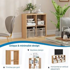 4 Cube Storage Organizer, 2x2 Cube Bookshelf, Cubby Storage Shelf, Wooden Organizer Shelf with Thickened Boards, for Closet Bedroom Home Office Living Room, 25.12