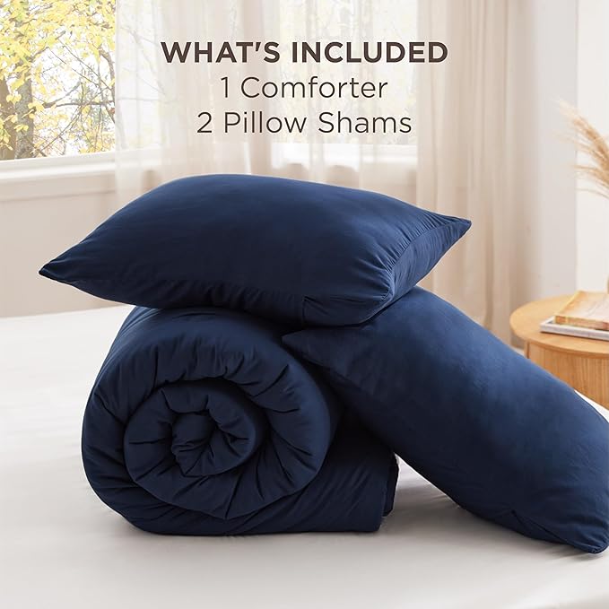 Bedsure King Size Comforter Set Navy, Soft Prewashed King Bedding, Quilted Comforter with Circle Design, Down Alternative Comforter for All Seasons, 3 Pieces Bed Set with 2 Pillow Shams