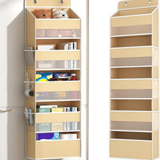 1 Pack 5-Tier Over the Door Organizer, Heavy-Duty Large Deep Pocket Hanging With 5 Large Front & 6 Side Pockets With for Pantry, Kitchen, Bathroom, Dorm, Beige