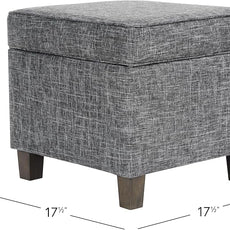 HomePop Home Decor | K7342-F2182 | Classic Square Storage Ottoman with Lift Off Lid | Ottoman with Storage for Living Room & Bedroom, Slate Grey Large