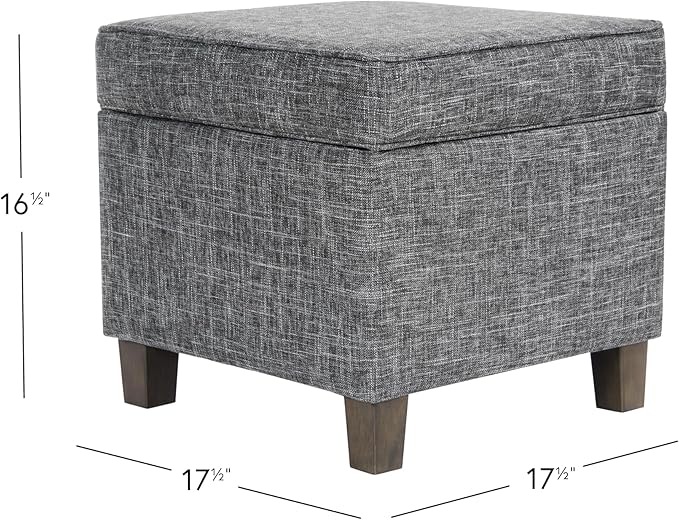 HomePop Home Decor | K7342-F2182 | Classic Square Storage Ottoman with Lift Off Lid | Ottoman with Storage for Living Room & Bedroom, Slate Grey Large
