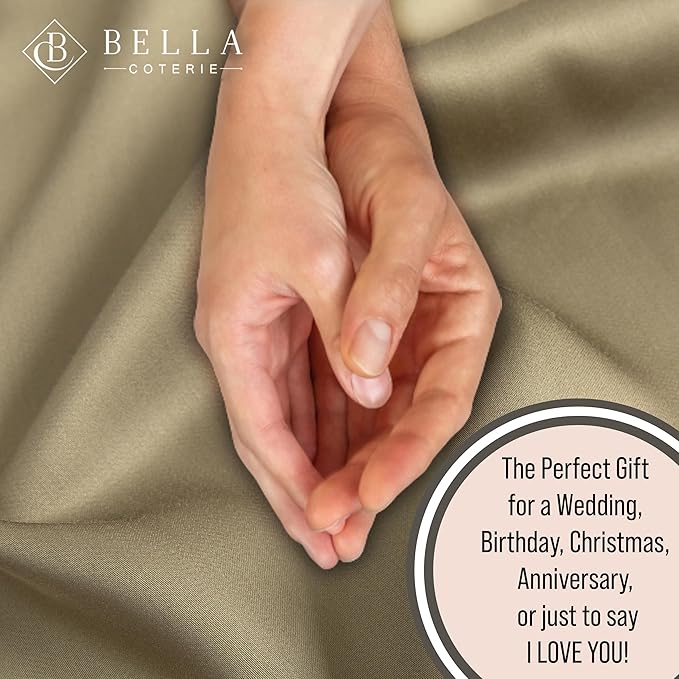 Bella Coterie 7 Piece Luxury Bamboo Viscose Split King Size Sheet Set | 2 Fitted Sheets for Adjustable Beds | 100% Organically Grown | Cooling for Hot Sleepers | 4 Pillowcases [Olive]