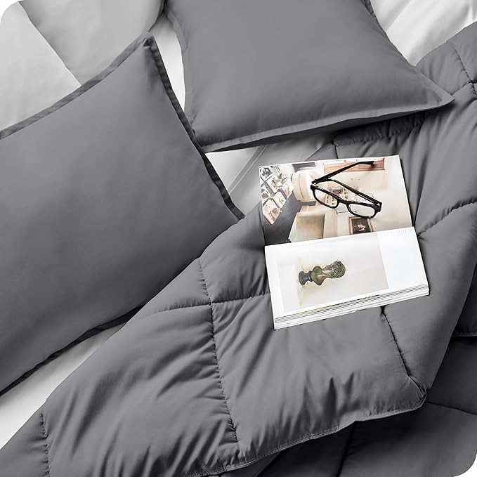 Bare Home Comforter Set - Full Size - Ultra-Soft - Goose Down Alternative - Premium 1800 Series - All Season Warmth (Full, Orange)