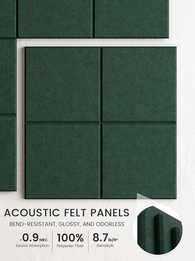 Bumusty Large Felt Bulletin Board 48" x 36" Cork Board Alternative - 6 Pack with 40 Safe Removable Adhesive Tabs, Cork Boards for Walls Cork Board for Home Office Classroom Pin Board (Aurora Green)