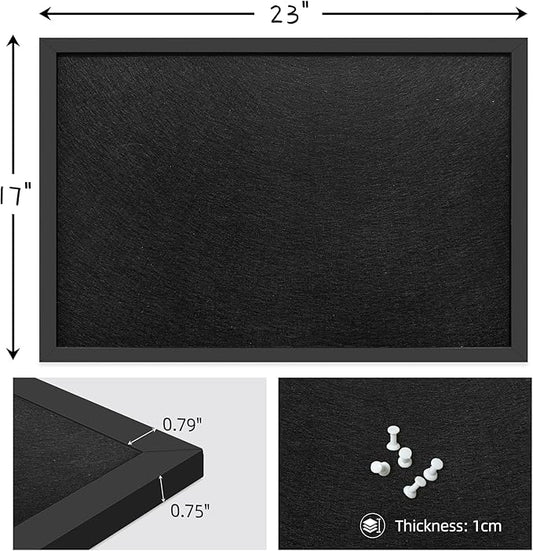 17x23 Inch Cork Board for Wall Hanging with Linen, Bulletin Board with Push Pins, Mounted Memo Message Board for Home Office Decor, Dorm Room Essentials, Classroom Organization