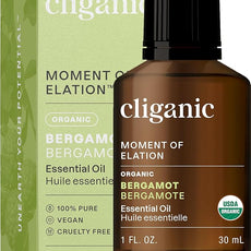 Cliganic Organic Bergamot Essential Oil, 100% Pure Natural for Aromatherapy | Non-GMO Verified (Packaging May Vary)