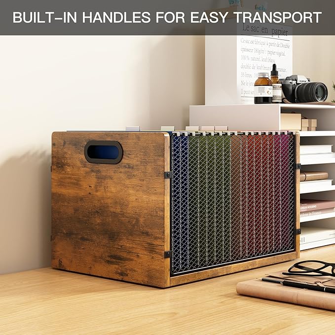 Hanging File Folder Organizer Filing Box with Handles File Organizer Holder for Desk Space-Saving Storage Bin for Letter Size – Open Design for Quick Access & Efficient Organization