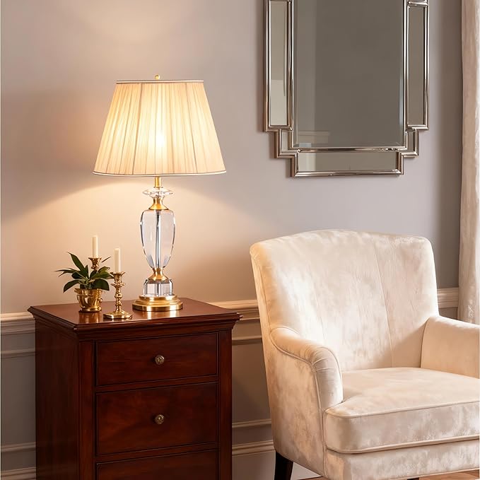 European Crystal Table Lamp Romantic Nightstand Light Bedroom Bedside Living Room Dorm Decor Accent Lighting for Home Interior
