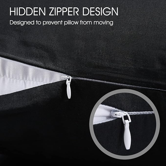 Best Season Cotton Pillow Protectors/Cases Standard Size with Zipper 2 Pack Black Color,Cooling & Breathable Bed Pillow Protectors Set of 2 Pillow Cases Cover Standard 20"" x 26""