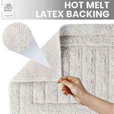 voyzz home Luxurious 100% Cotton Bath Rug Mat - Featuring Ultra-Soft Plushness, Non-Slip Design, Super Water Absorbent and Machine Washable Mats for Bath Floor, Tub and Shower, 17