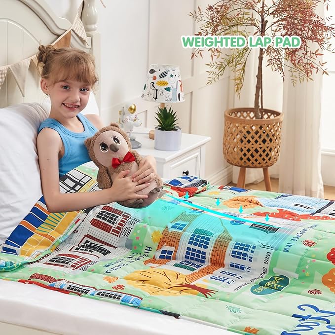 yescool Weighted Blanket 10 Pounds Twin Cooling Weighted Lap Blanket, Girls Heavy Blanket for Sleeping, Weighted Throw Blanket Gift for 80-110lbs, 48"x72"