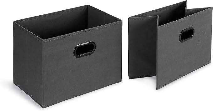 Amazon Basics Closet Storage Organizer with Fabric Bins, Drawers and 3 Shelves, Grey, 32.7" x 12.2" x 31"