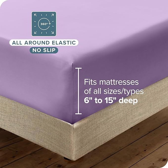 Bare Home Hotel Luxury Twin Sheet Set, Extra Soft - 4 Piece Set - Deep Pockets - Easy Fit - Cooling & Breathable - Wrinkle, Fade, Stain Resistant - Includes 2 Pillowcases (Twin, Lavender)