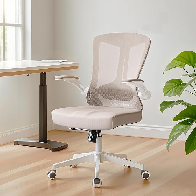Ergonomic Office Chair - 400LB Comfy Desk Chairs with Lumbar Back Support, Mesh Computer Chairs with Wheels and Arms for Home Office, Study (669khaki-Without Headrest)