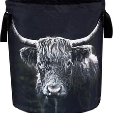 Highland Cow Laundry Basket Animal Foldable Oxford Cloth Funny Tote Bag Laundry Hamper Clothes Storage Bucket Organizer For Bathroom/Laundry Storage/Bedroom Storage Basket 17.7x13.7Inch