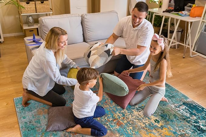 Lahome Modern Abstract Area Rugs 5x7, Large Washable Rugs for Living Room Bedroom Non Slip, Colorful Indoor Floor Carpet for Dining Room Apartment Dorm Kids Nursery Home Decor