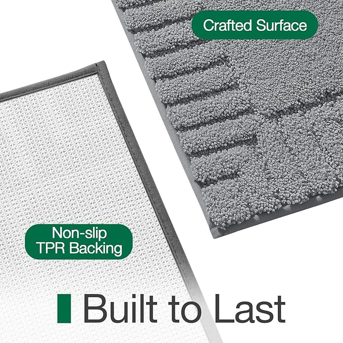 LUMI Bathroom Rugs Non Slip with Rubber Backing, Extra Soft Plush Microfiber Bath Rug Absorbent, Machine Washable Bath Mat Quick Dry for Tub, Shower, Hotel, Dark Grey, 24"x43"