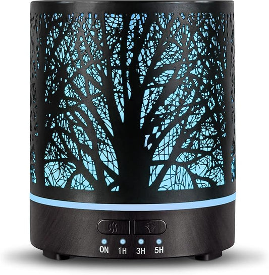 Essential Oil Diffuser Aromatherapy Diffuser -300ml Metal Electric Ultrasonic Cool Mist Oil Diffuser for Large Room with Auto Shut-Off Protection, 4 Timer Setting &7 Colors Night Light for Home Office