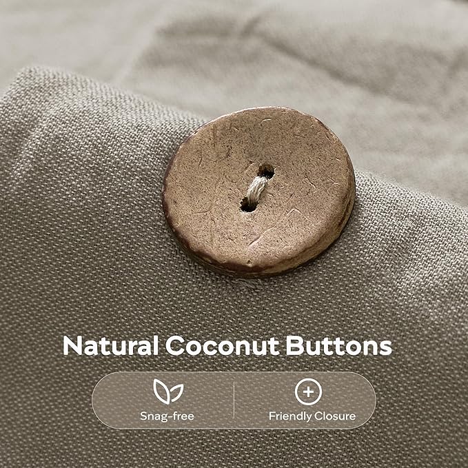 JELLYMONI Cotton Duvet Cover King Size - Taupe Comforter Cover with Button 100% Washed Cotton 3PCS Breathable Soft Solid Bedding Set Duvet Cover 104×90in & 2 Pillowcases (NO Comforter)