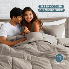 Bare Home Comforter Set - King/California King Size - Ultra-Soft - Goose Down Alternative - Premium 1800 Series - All Season Warmth (King/Cal King, Khaki)