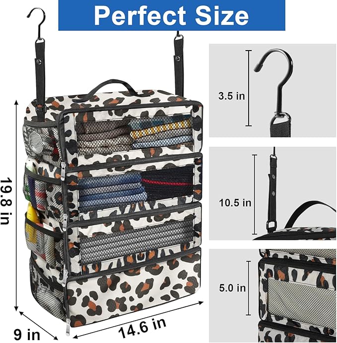 Suitcase Organizer, Travel Luggage Organizer Portable Hanging Travel Shelves Collapsible Hanging Packing Cubes for Carry on Suitcase