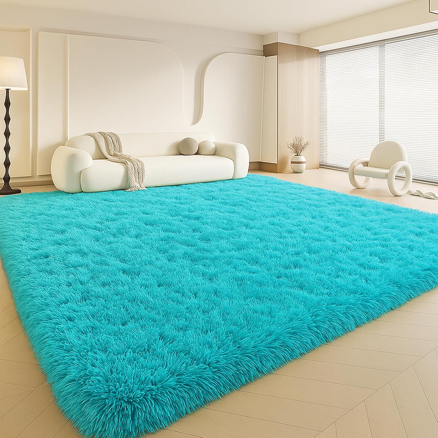 8x10 Area Rugs Living Room, Beige Large Plush Fluffy Bedroom Carpet, Non-Slip Upgraded Indoor Thick Soft Rug, Modern Plush Carpet Suitable for Kids Home Decor Aesthetics Dorm. Dormly