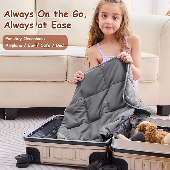 yescool Weighted Lap Pad 2 Pounds Weighted Lap Blanket, Grey Small Weighted Blanket, Weighted Throw Blanket Gift for Travel Indoor Outdoor, 20"x30"