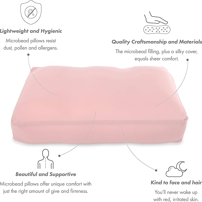 PILLOWY Cover Only for Premium Microbead Bed Pillow, Large Extra Smooth - Ultra Comfortable Sleep with Silk Like Anti Aging Cover 85% Spandex/ 15% Nylon Breathable, Cooling Cream Peach