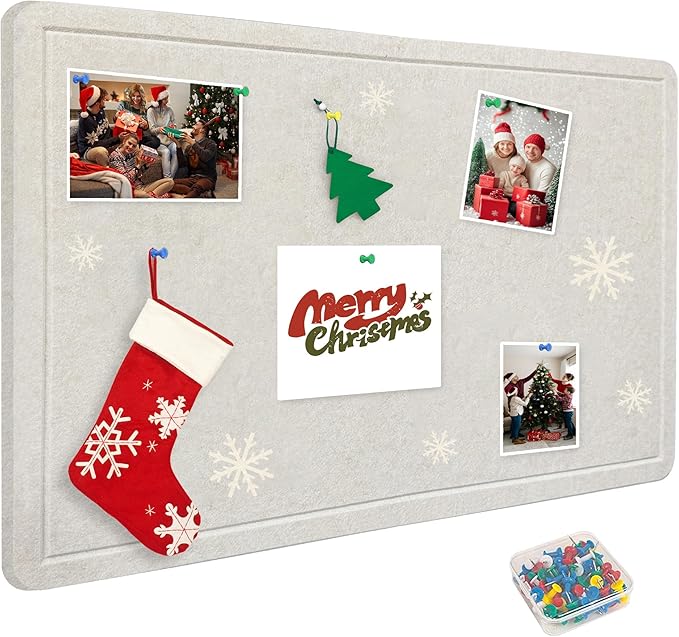 Large Bulletin Board - Foldable 24x18 Inches Cork Board Alternative with 20 Push Pins, Self-Adhesive Felt Bulletin Board for Wall, Home Office Classroom Decor