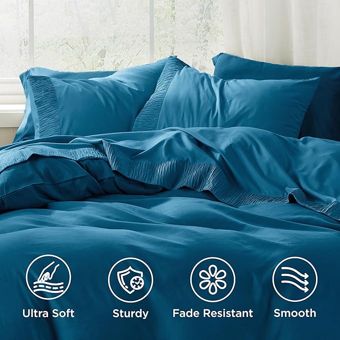 Bedsure King Size Sheets Set - 4 Pieces Soft King Sheets - Breathable & Cooling - Hotel Luxury - Easy Care Polyester Microfiber Bedding for Women, Men, Teal Blue