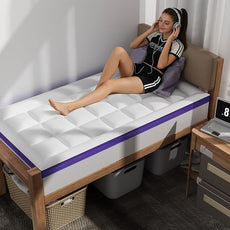 Dual Layer Memory Foam Twin XL Mattress Topper - 2 Inch Gel Egg Crate Foam and 2 Inch Cooling Pillow Top Cover Rayon, Twin Extra Long College Dorm Support