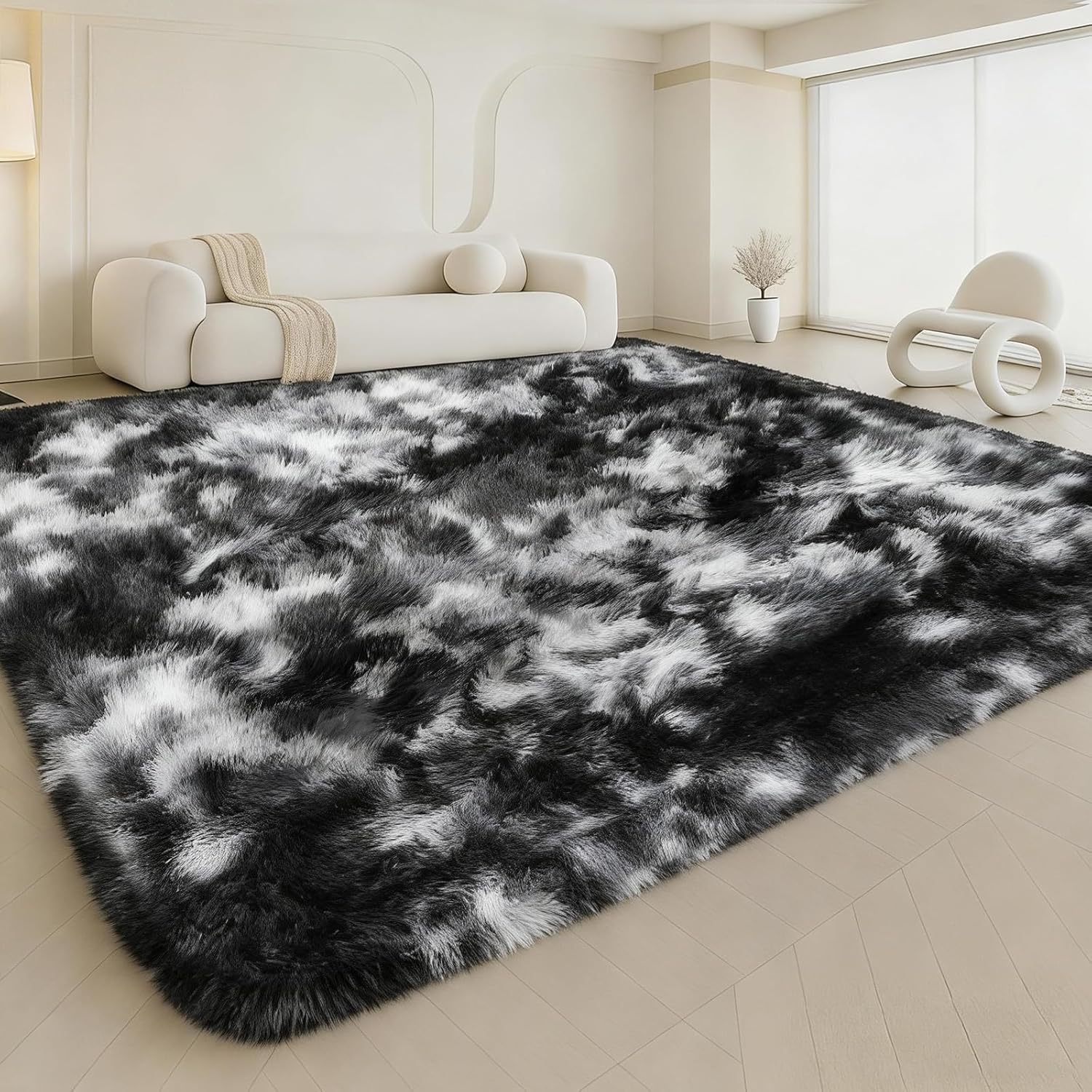 8x10 Area Rugs Living Room, Beige Large Plush Fluffy Bedroom Carpet, Non-Slip Upgraded Indoor Thick Soft Rug, Modern Plush Carpet Suitable for Kids Home Decor Aesthetics Dorm. Dormly