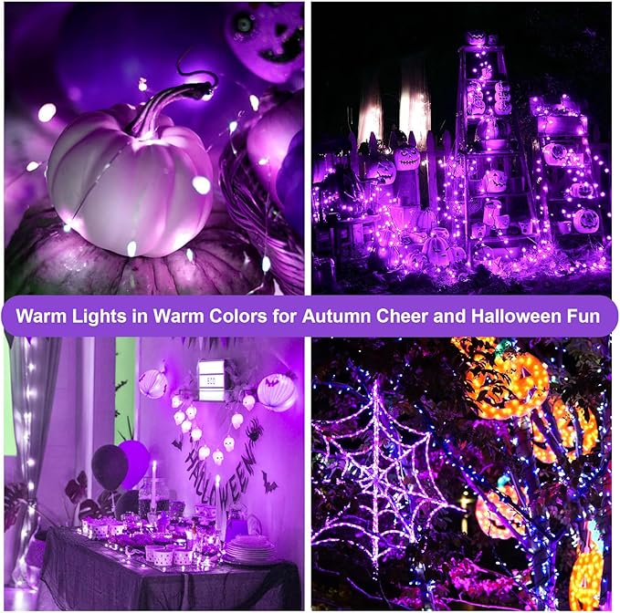ZGWJ Fairy Lights Battery Operated, 50 Pack Twinkle String Lights 20 LED 7FT 3 Lighting Modes for Bedroom Decor, Easter, Halloween, Christmas, Party Indoor and Outdoor Decoration (Purple, 50PCS)
