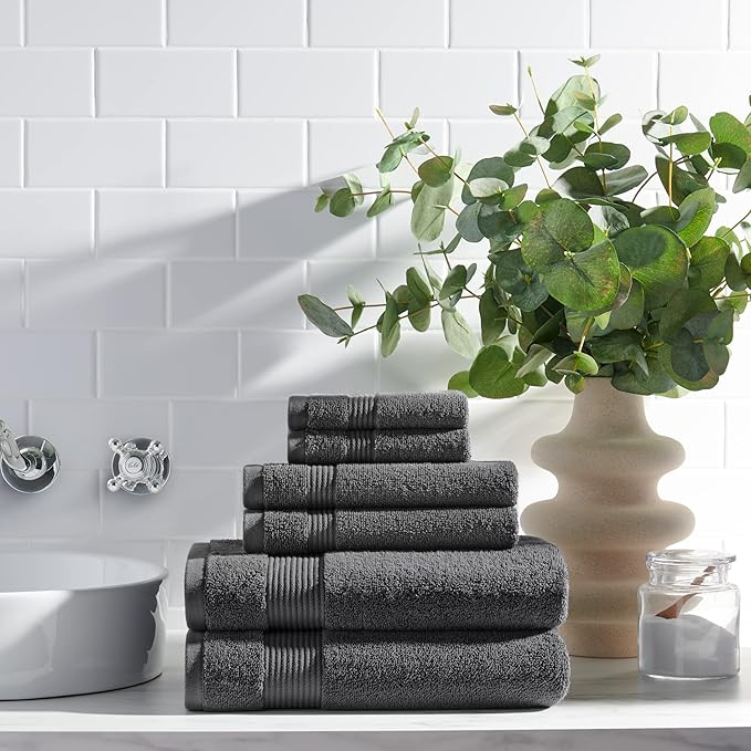 Arkwright Bath Washcloths 12 Pack - (Bulk Case of 60) Super Soft 100% Cotton, 600 GSM Quick Dry & Absorbent, Luxury Face & Body Wash Cloth Towels for Hotels, Spa, and Vacation Rental, Pewter Grey
